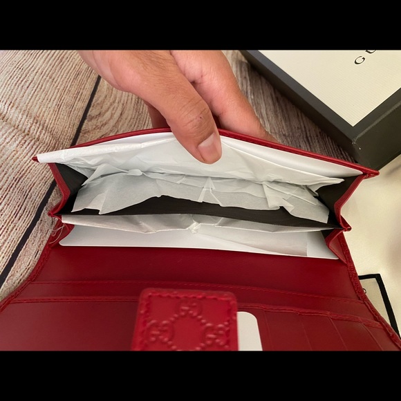 NIB Gucci red leather wallet guccisima - Picture 8 of 10